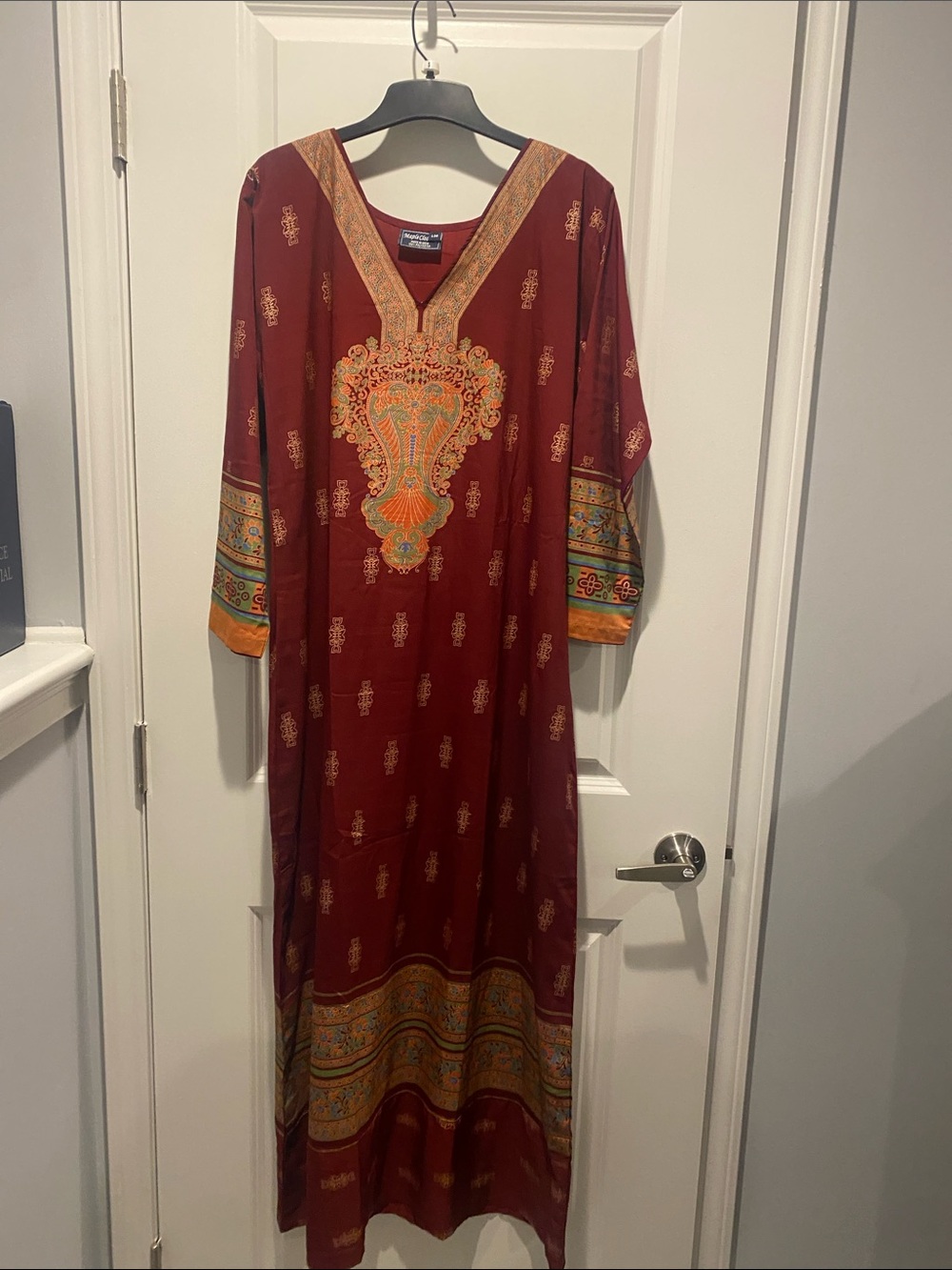 Embroidered Maroon Ethnic Maxi Dress